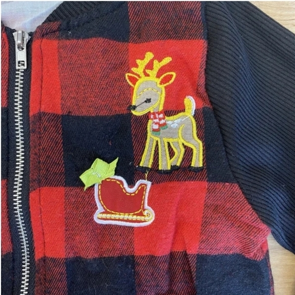 5/25 Holiday Buffalo Plaid Reindeer Jacket NEW - Picture 2 of 3